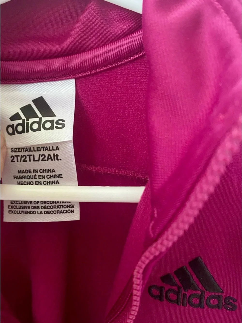 adidas Kids Magenta Zip-Front Track Jacket with Black Stripes